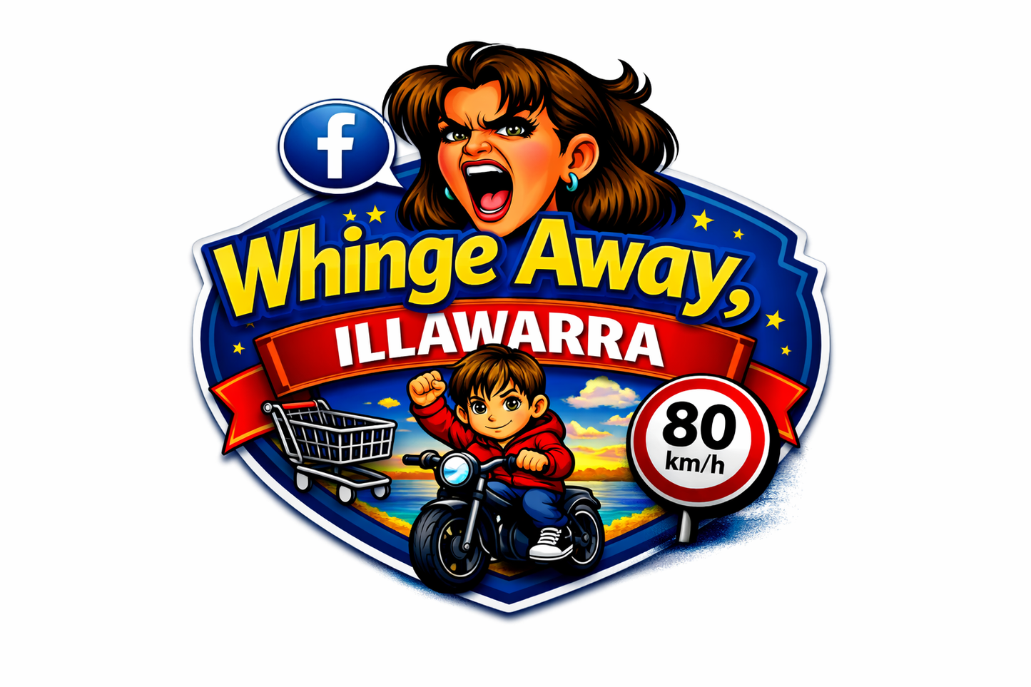 Angry woman shield sticker 150mm